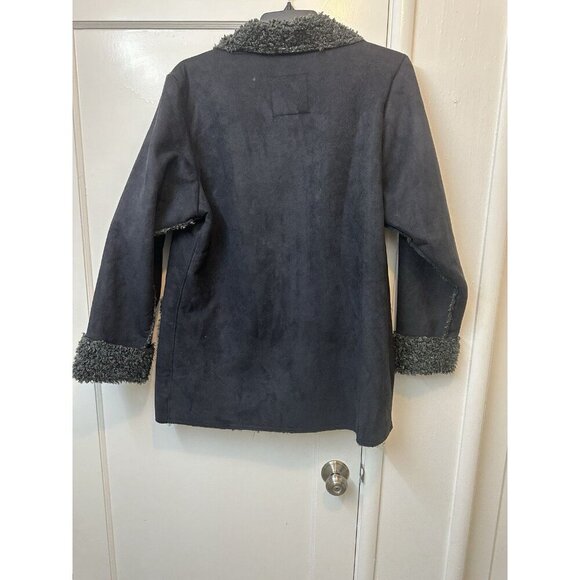 Wooly Bully Wear Large Suede Jacket Black Warm Long - Picture 6 of 6